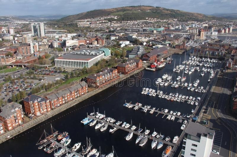 Panoramic View Of Swansea Harbour - Swansea, Wales, UK Stock Image - Image  of hill, view: 46317933
