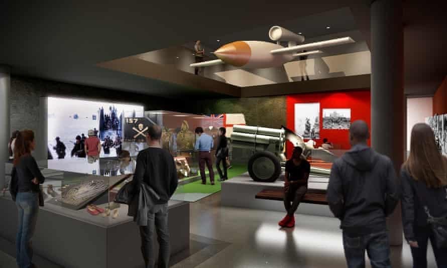 Concept image of the V-1 flying bomb in a room at the Imperial War Museum, London, UK.